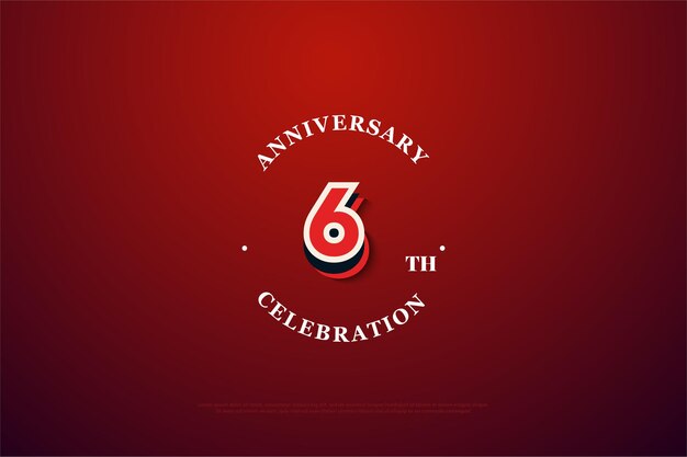 6th Anniversary background with modern graffiti number