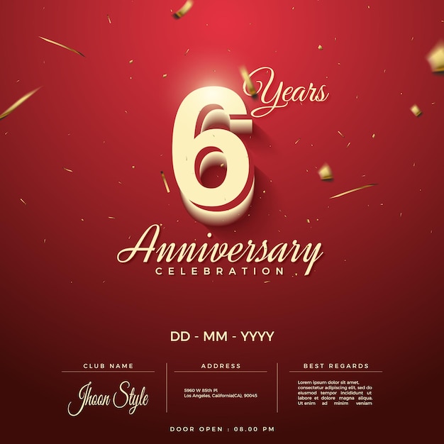 6th anniversary invitation with vignette background