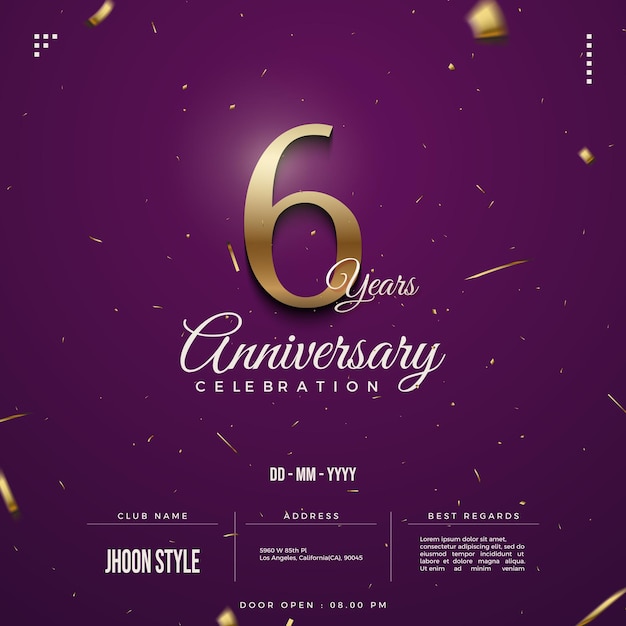 6th anniversary party invitation with door open and date