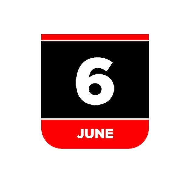 6th June calendar vector icon 6 June monogram