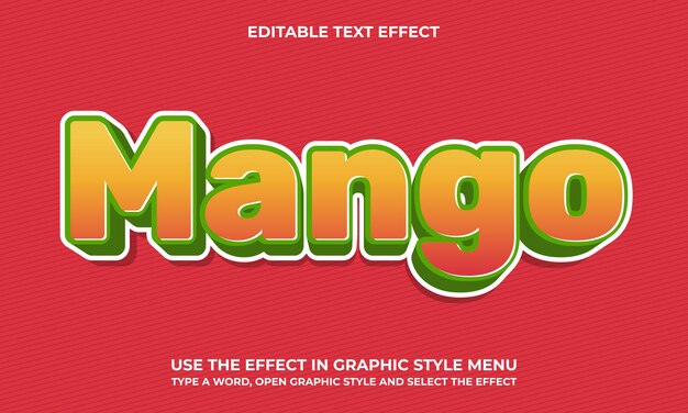 Vector 6vector 3d bold mango fruit teksteffect