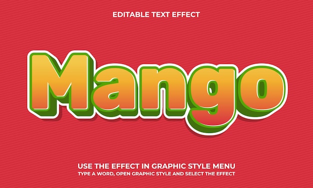 Vector 6vector 3d bold mango fruit text effect