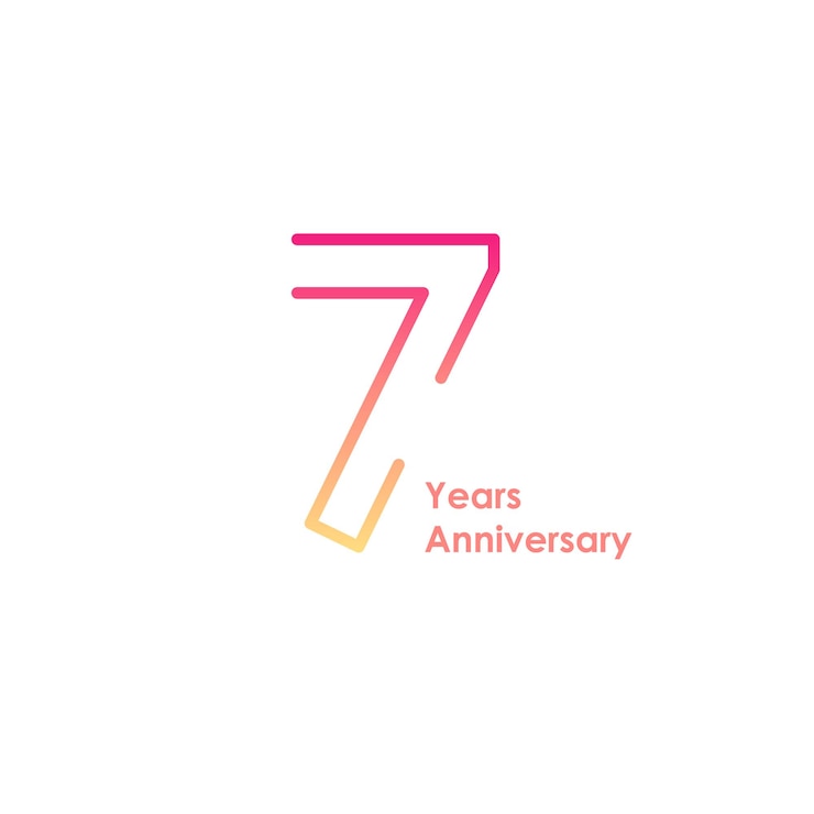 Vector 7 anniversary gold numbers with golden confetti celebration anniversary event party template