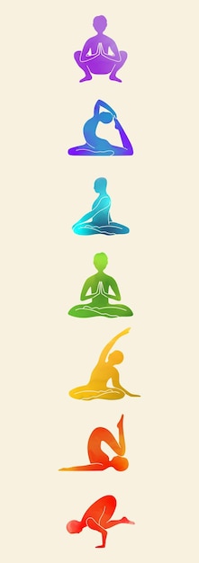 Vector 7 asanas yoga mat design