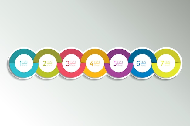 7 бизнес-элементов шаблона баннера Семь шагов дизайн диаграммы инфографики.