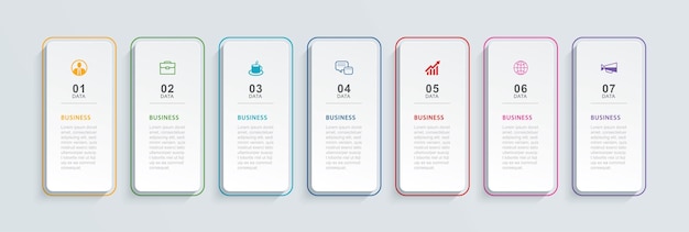 7 データ インフォ グラフィック タブ インデックス テンプレート ベクトル イラスト抽象的な背景