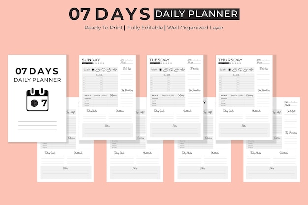 7 日デイリー プランナー kdp インテリア