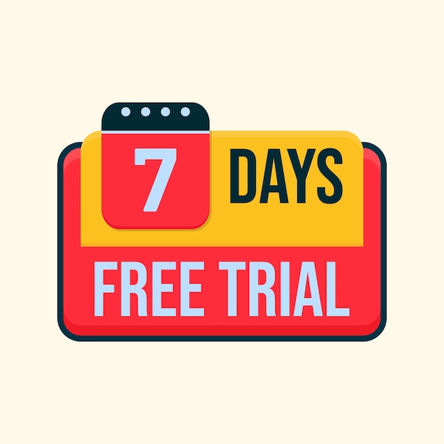 Vector 7 days free trial flat design label clipart