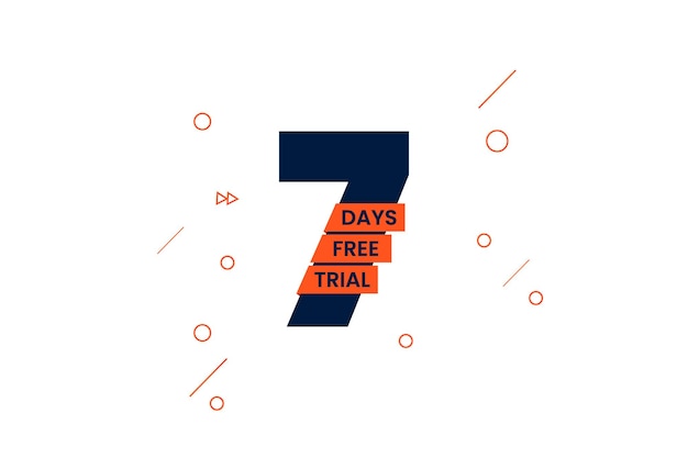 7 days free trial illustration banner label and stamp design Premium Vector