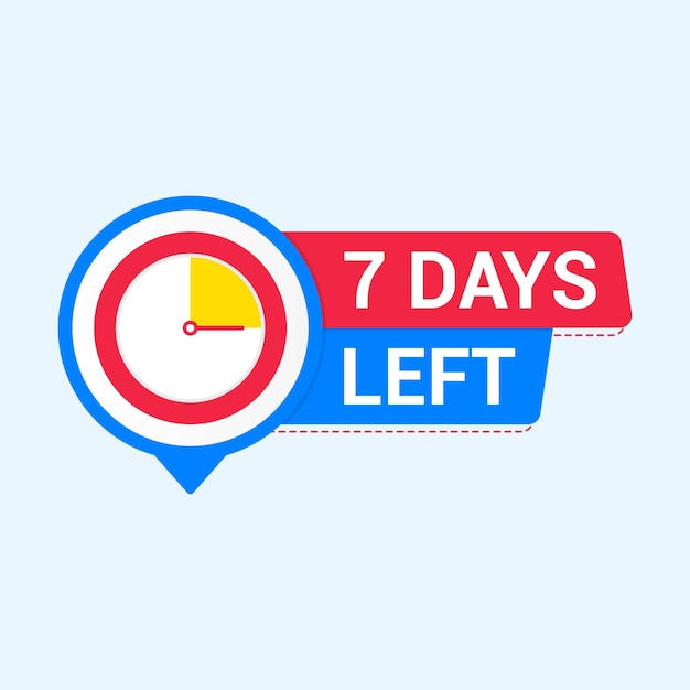 Vector 7 days left countdown banner with timer