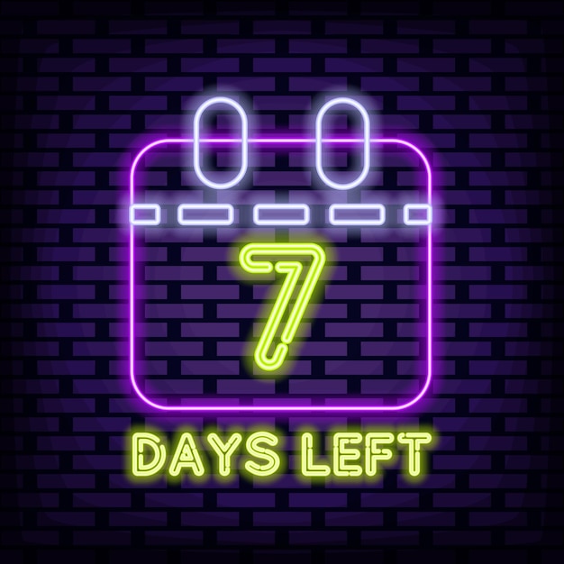 7 Days Left Neon 따옴표 밝은 간판 라이트 배너