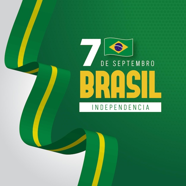 Vector 7 de septembro brasil independencia brazil independence day september 7th with flag and ribbon