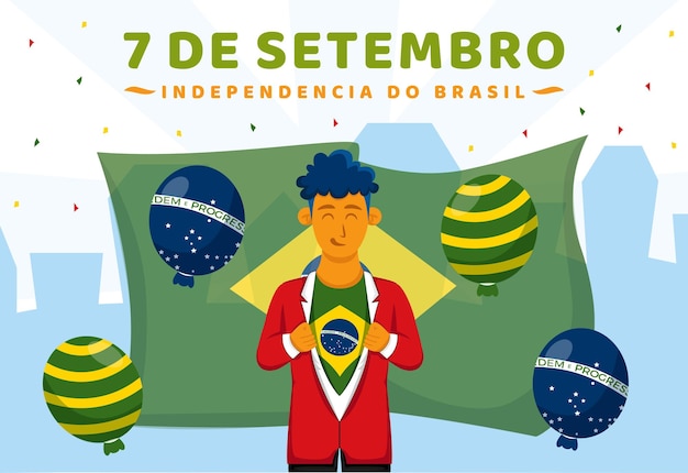 7 De Septembro Onafhankelijkheidsdag van Brazilië Vlakke afbeeldingontwerp