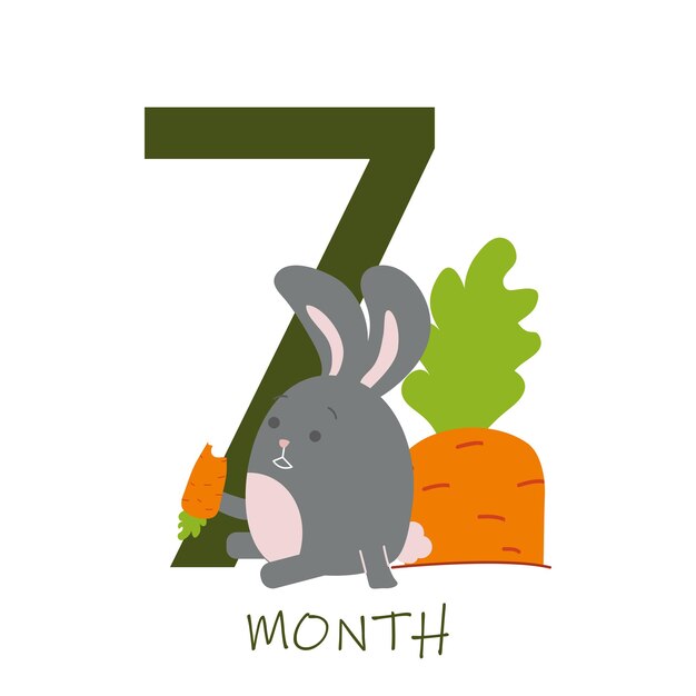 7 month of a baby s life with a bunny