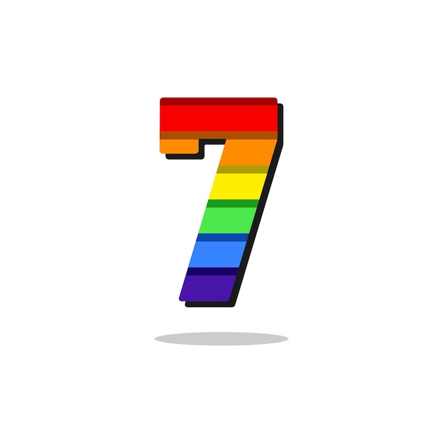 7 Nummer Regenboog Kleur Logo Ontwerp Sjabloon Inspiratie, Vector Illustratie.