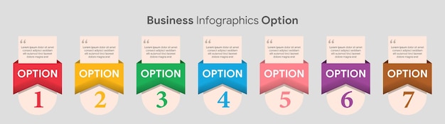 7 옵션 7 단계 프로세스 비즈니스 Infographics 템플릿 디자인 다이어그램 종이 개념 정보 그래프
