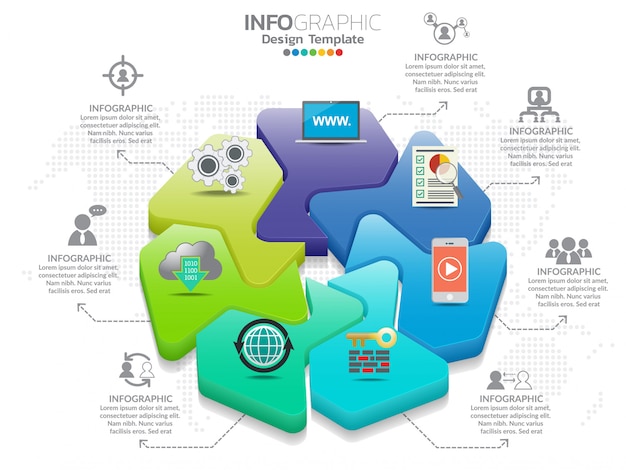 7 Parts infographic design vector and marketing icons.