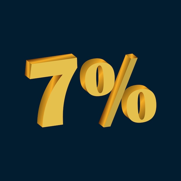 7 percent sign 3d rendering isolated