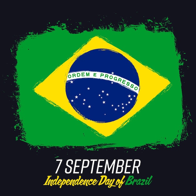 Vector 7 september onafhankelijkheidsdag van brazilië banner met grunge penseel