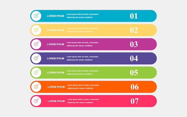 7 stappen Sjabloon voor brochure zakelijk webdesign Vector illustratie infographics