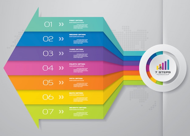 7 steps of arrow infographics template. 