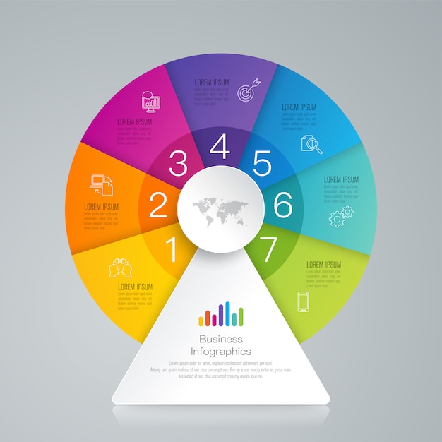 7 steps business infographic elements for the presentation