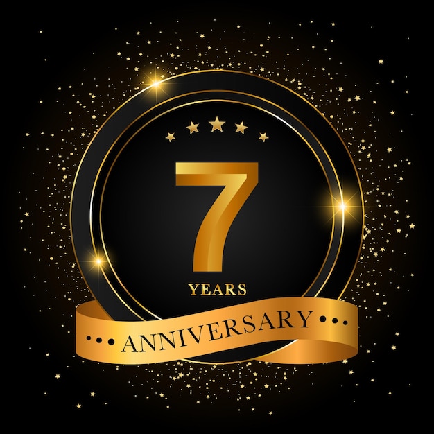 7 Years Anniversary Golden anniversary celebration template design Vector illustrations