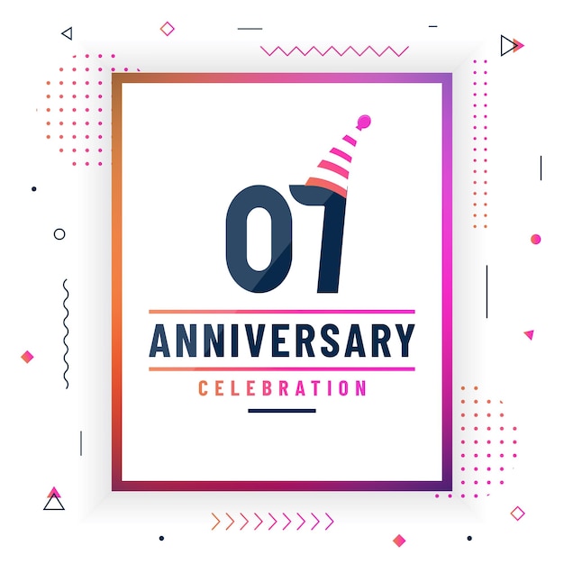 7 주년 기념 카드 7 주년 축하 배경 무료 벡터