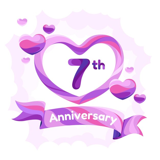 7 years anniversary vector icon logo greeting card Design element with slapstick for 7th anniversary