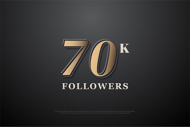 70,000 followers background with embossed numbers on black background