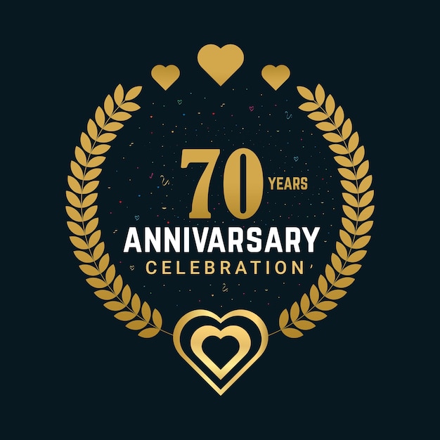 70 jaar viering ontwerp met gouden ontwerp en achtergrond