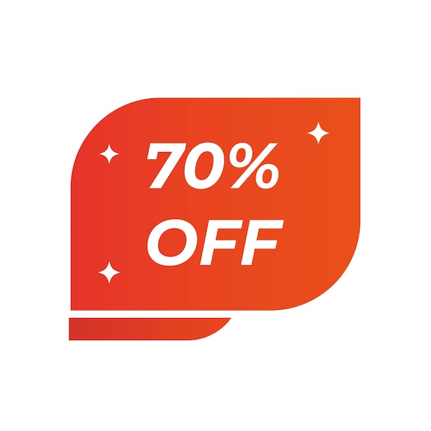 70 korting. 70 procent prijs korting pictogram. Verkoop label of tag. Kortingsbadge of stickerontwerpelement.