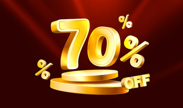 70 Off Discount creative composition 3d sale symbol with decorative objects golden