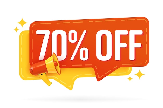 70 percent off announcement sale label for promotion