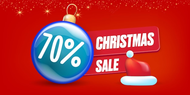 Sconto del 70 percento sul modello di design del banner della vendita di natale