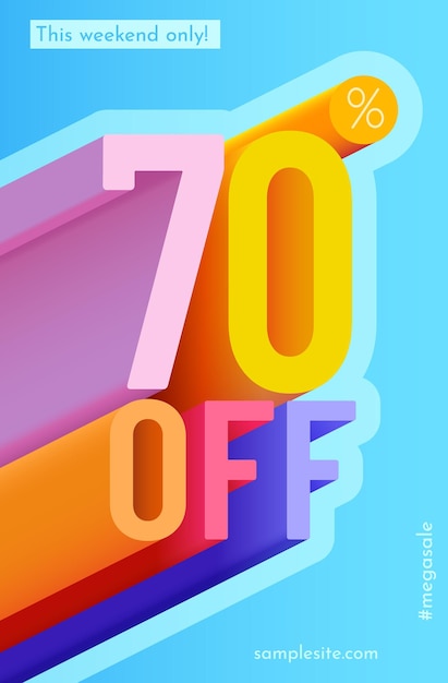 Vector 70 percent off discount creative composition mega sale