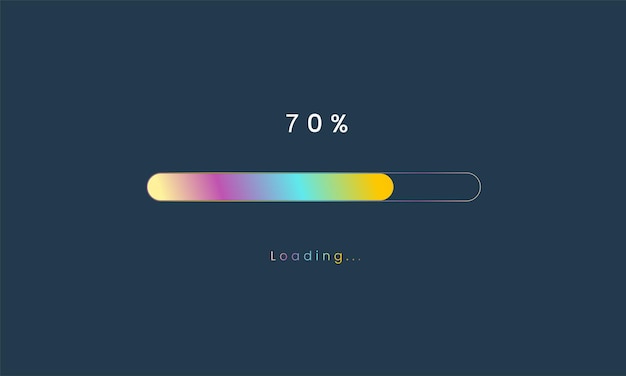 70 procent regenboog laadbalk upload gebruikersinterface kleurrijk futuristisch laadsymbool