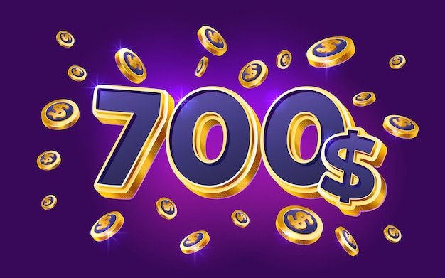 Vector 700 dollar coupon gift voucher cash back banner special offer casino winner vector illustration