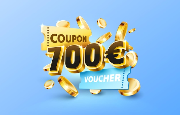 700 euro coupon gift voucher cash back banner special offer Vector illustration