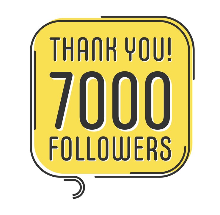 Premium Vector | 7000 followers vector greeting social card thank you