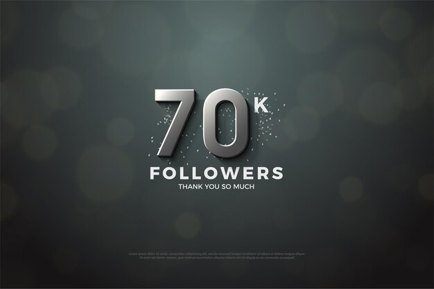 70k followers background with silver numerals