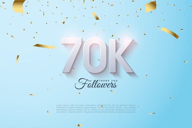 70k followers with light effect over numbers.