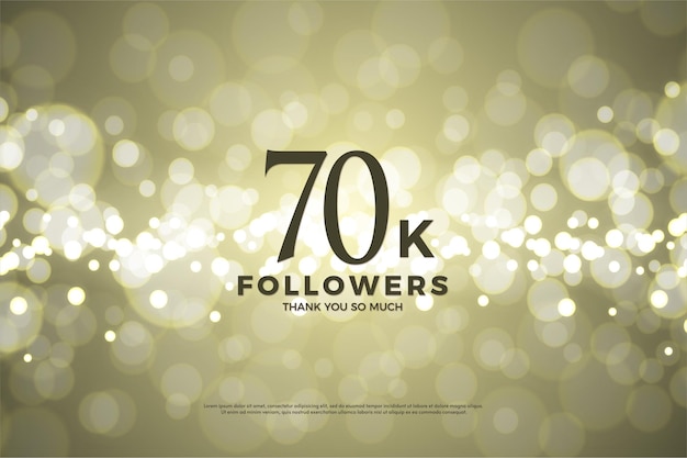 70k followers with numbers on gold foil background