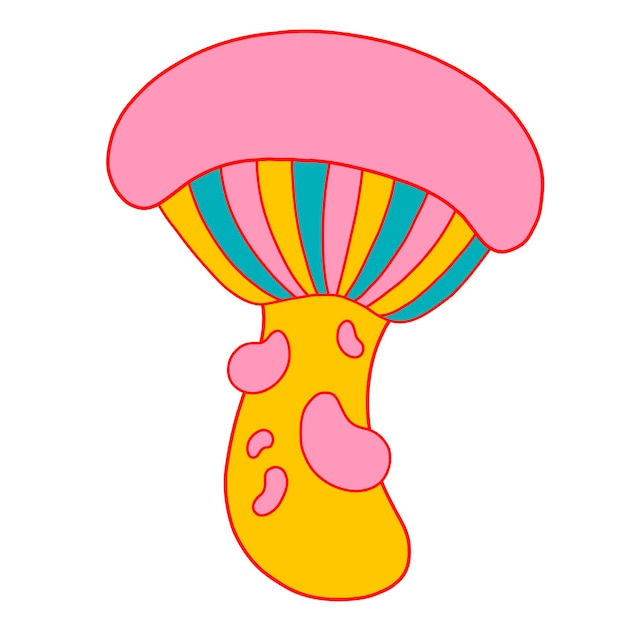 70s retro hippie magic mushroom Vector illustration