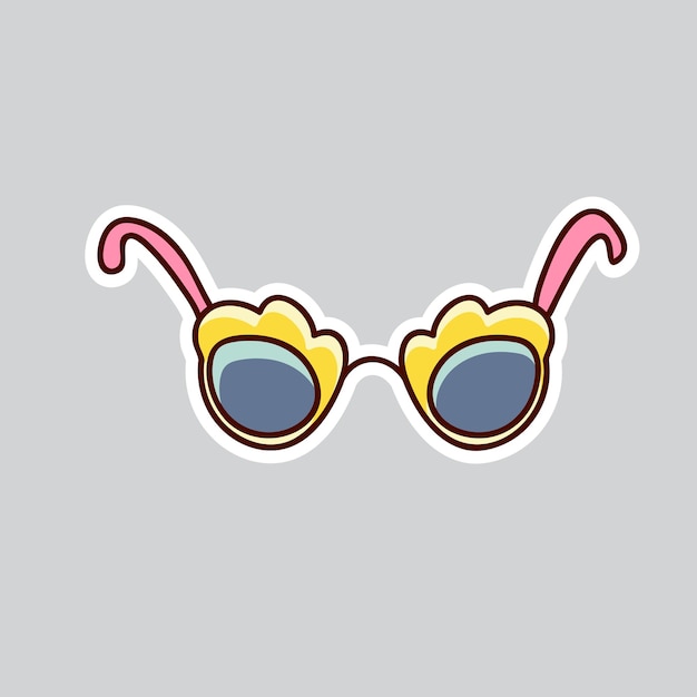 70s styles vector doodle sticker glamorous vintage sunglasses