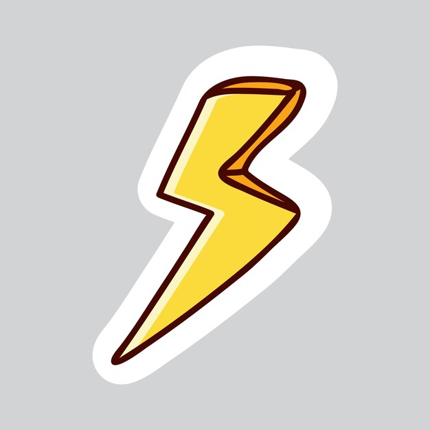 Vector 70s styles vector doodle sticker yellow lightning sign