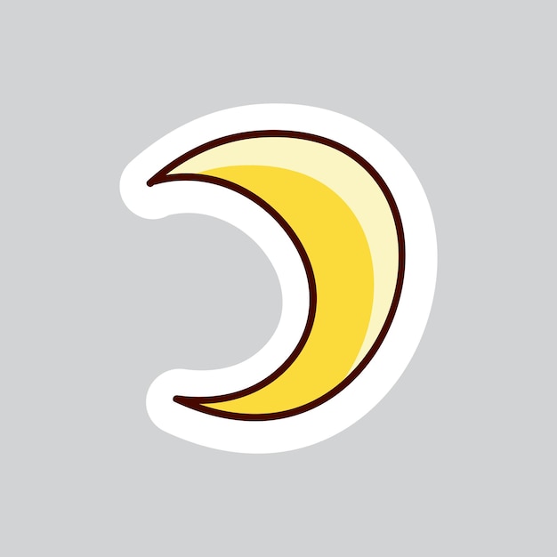 70s styles vector doodle sticker yellow moon