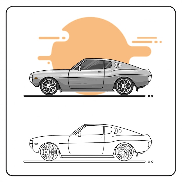 70s zilveren auto gemakkelijk bewerkbaar