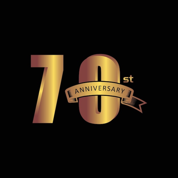 70st anniversary Vector gold edition on black background