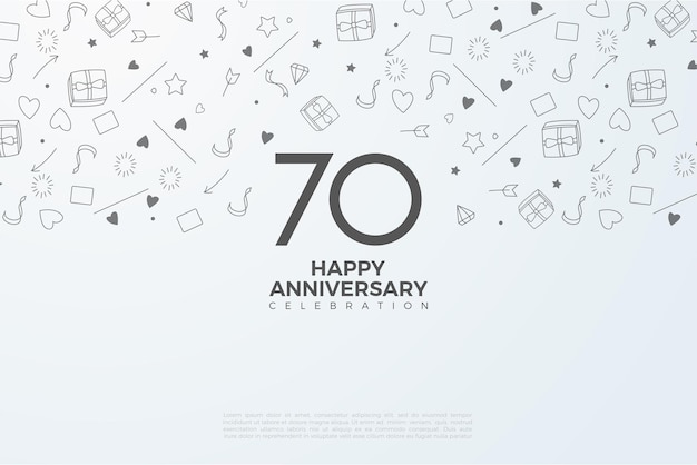 70th anniversary celebration with doodle background.